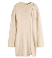 Cozy Women's Knit Dress with Bell Sleeves, Wool Dress, Mini Dress 922959 Sand-Beige