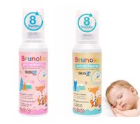 Brunoko Anti-Mosquito Spray for Babies Protects Against Mosquitoes and Bed Bugs, Suitable for Infants' Body and Face, Baby Lotion, 8-Hour Protection Against Tiger Mosquitoes, 100ml, Pink or Green