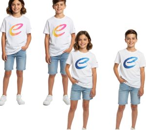 Colorful Formula E Kids' Short-Sleeve T-Shirt, Sustainable Cotton Shirt with Formula E Logo 701223593 White/Blue or White/Pink/Yellow