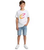 farbenfrohes Formula E Kinder T-Shirt Kurzarm-Shirt nachhaltiges Baumwoll-Shirt mit Formula E Logo 701223593 Weiß/Blau oder Weiß/Pink/Gelb