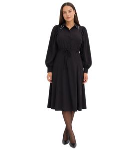 Robe midi féminine pour femme avec application de perles, robe de soirée noire 929373