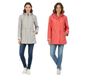 Timeless Wedolina Linda Women's Transitional Jacket, Short Coat with Detachable Hood, Sporty Spring Jacket, Peach-Orange or Light Gray