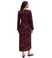 Abito midi da donna in raso con stampa astratta, abito da sera 927049 Rosso/Nero