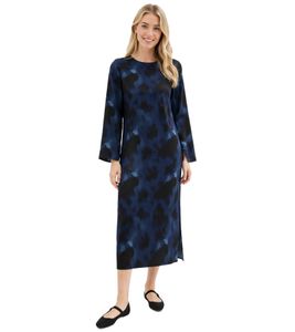 Abito midi da donna in raso con stampa astratta - Abito da sera 941633 Blu/Nero