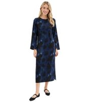 Abito midi da donna in raso con stampa astratta - Abito da sera 941633 Blu/Nero
