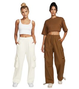 Comfortable NIKE Dance Cargo Women's Jogging Pants - Comfortable Sports Pants with Cargo Pockets - Cotton Pants FV7520-281 Brown or FV7512-133 Wool-White