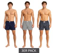 klassisches 3er Pack TRUE style Herren Boxershorts nachhaltige Web-Boxershorts Baumwoll-Shorts 8975684 Dunkelblau/Blau-kariert/Blau-Weiß-gestreift