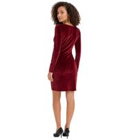 Women's Mini Dress in Shiny Velvet with Knot Detail, Evening Dress 908136, Wine Red