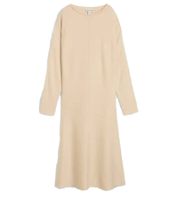 Vestido de punto cómodo para mujer con costuras decorativas a juego, vestido midi 938974 color arena-beige