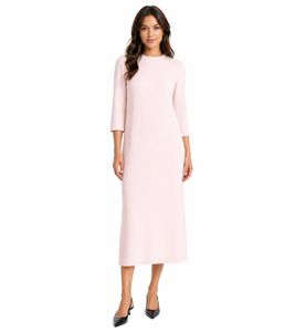 feminines Damen Midi-Kleid aus glänzendem Satin Ausgeh-Kleid 3/4 Arm 955679 Rosa