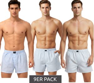 Classic 9-pack TRUE style men's boxer shorts, sustainable cotton shorts 8975684 Blue/White striped/checked