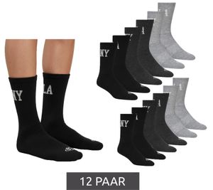 12 Pairs of SCOTCH & SODA Men's Half-Terry High-Quarter Crew Socks, Casual/Business Socks, Size 41-46 (SS43513-001), Black, Gray, Dark Gray