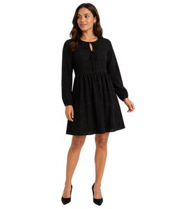 Vestido femenino de manga larga con silueta delicada (943846, negro)