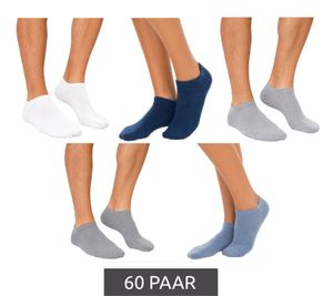 Sustainable 60 pairs of summer socks, cotton socks, simple sneaker socks, short socks, stockings, grey/white/light grey/light blue/dark blue