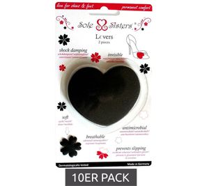 10-Pack Sole Sister Lovers Shock-Absorbing and Breathable Ball-of-the-Bottom Insoles for High Heels, Black/Gray