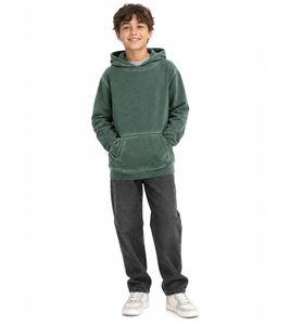 Sustainable boys' hoodie made from a soft cotton blend, hooded sweatshirt 922809 Green