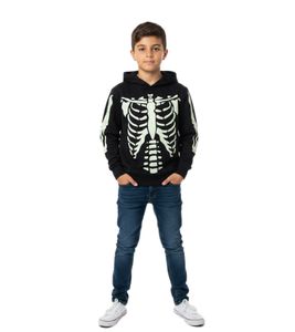 Eye-catching boys' hoodie with bone print for little trendsetters 918185 Black
