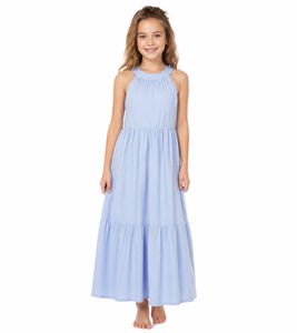 Children's Maxi Jersey Dress in Pure Organic Cotton, Sleeveless Dress, 935526 Blue