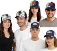 Eminem Unisex Trucker Cap with Logo Embroidery - Stylish Baseball Cap - Fan Merchandise - Navy/White, Black Camouflage, or Blue/Red/White