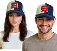 Eminem Unisex Trucker Cap with Logo Embroidery - Stylish Baseball Cap - Fan Merchandise - Navy/White, Black Camouflage, or Blue/Red/White