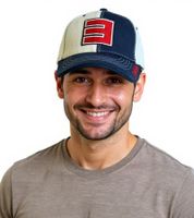 Eminem Unisex Trucker Cap with Logo Embroidery - Stylish Baseball Cap - Fan Merchandise - Navy/White, Black Camouflage, or Blue/Red/White