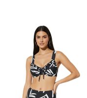 Top de bikini elegante para mujer con tirantes ajustables, traje de baño de tallas grandes 979119, negro/blanco