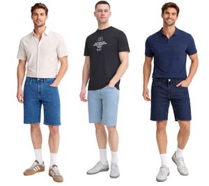 Classic BLEND BHTwister Men's Denim Shorts with Label Detail 20717730 in Blue, Dark Blue, or Light Blue