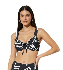 Fashionable Women's Minimizer Bikini Top with Adjustable Straps, Swimwear, E-Cup 962669, Black/White