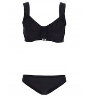 Timeless Women's Two-Piece Minimizer Bikini Set with Adjustable Straps, Swimwear, E-Cup, 960209, Black/White