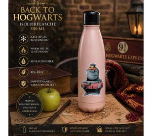 Harry Potter Isolierflasche „Back to Hogwarts“ 500 ml Edelstahl Thermoflasche im magischen Design Rosa