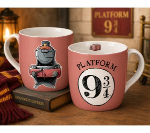Harry Potter Tasse „Hogwarts Express“ 300 ml Porzellan Becher mit Herzhenkel Rosa 