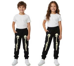 Stylish Kids' Jogging Pants for Girls and Boys, Sweatpants with Fluorescent Skeleton Print, 926587 Black