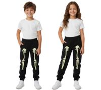 Stylish Kids' Jogging Pants for Girls and Boys, Sweatpants with Fluorescent Skeleton Print, 926587 Black