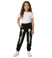 Stylish Kids' Jogging Pants for Girls and Boys, Sweatpants with Fluorescent Skeleton Print, 926587 Black