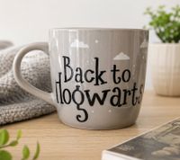 Harry Potter "Hogwarts Express" Mug, 300 ml Porcelain Mug, Pink with Heart Handle, Grey