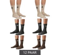 Lot de 12 paires de chaussettes mi-mollet SCOTCH & SODA pour homme, en tissu demi-éponge, style décontracté ou habillé, pointures 41 à 46, SS43513-280, marron, beige et gris foncé