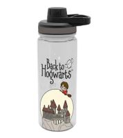 Harry Potter "Back to Hogwarts" 700ml Water Bottle with Screw-on Lid in a Magical Design, Transparent/Gray