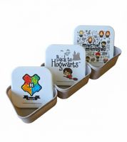 Harry Potter Lunchbox Set, 3-Piece with Hogwarts Crest & Character Design, Bread Storage Box, Gray