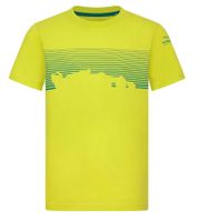 Aston Martin Formula 1 Auto Grafik F1 Kinder Kurzarm-Shirt nachhaltiges Sport-Shirt aus Bio-Baumwolle 701228852 001 Gelb