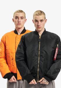 lässige Alpha Industries Herren Jacke Reißverschluss Taschen Schwarz