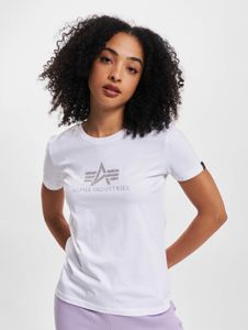 Camiseta casual de mujer Alpha Industries de algodón, color blanco.