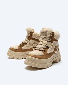 Bottes Buffalo modernes beiges pour femmes