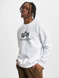 Casual Alpha Industries men's ribbed cotton sweatshirt, white