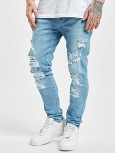 moderne 2Y Premium Herren Jeans Slim Fit Stretch Reißverschluss mit Baumwolle Blau