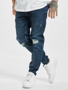 Pantalones vaqueros modernos 2Y Premium para hombre, corte ajustado, elásticos, con cremallera y de algodón azul.