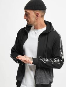 Sudadera con capucha informal VSCT para hombre con cordón ajustable y cremallera, color negro.