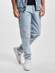 Jeans casual da uomo Karl Kani con tasche con zip, in cotone, azzurro chiaro