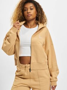 Casual Karl Kani women's hoodie with large hood, drawstring, cotton, beige