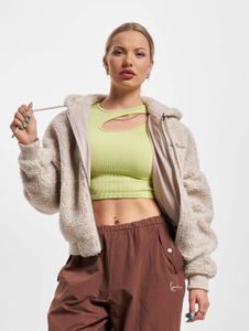 Modern Karl Kani women's hoodie with drawstring and zipper, 420 g/m², beige