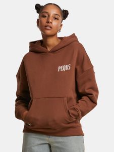 Sudadera con capucha suave para mujer PEQUS de algodón, color marrón.